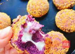 Cheese and purple sweet potato cakes Illustration of how to make cakes 12