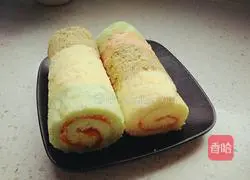 Illustration of how to make colorful cake rolls 18