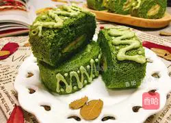 Illustration of how to make matcha tree trunk cake roll 21