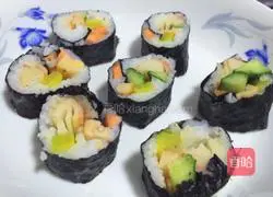Illustration of how to make meat floss sushi 7