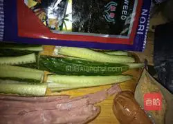 Illustration of how to make meat floss sushi 3