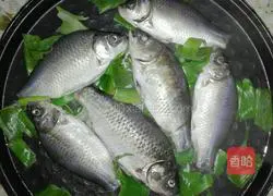 Illustration of how to grill small fish with green onion leaves in an electric pan 1