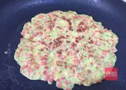 Illustration of how to make ham and egg pancakes 16