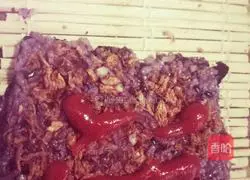 Purple Illustration of how to make rice meat floss sushi 2