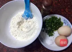 Illustration of how to make egg and scallion pancakes 1