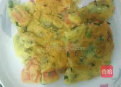 Ham and chive egg pancake.Illustration of how to do it 6