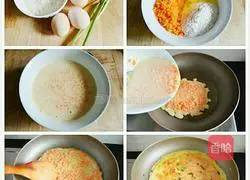Illustration of how to make carrot and egg pancakes 1
