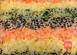 Illustration of how to make colorful sushi 1