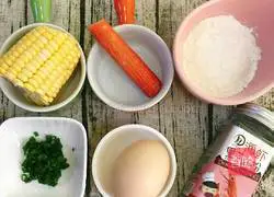 Illustration of how to make corn egg pancakes 1