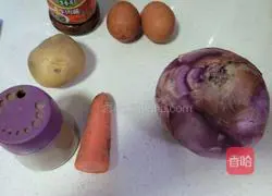 Meat floss, potato and egg Illustration of how to make cakes 1