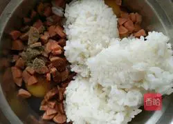 Illustration of how to make ham and rice cakes 3
