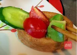 Illustration of how to make fried tofu skin sushi 9