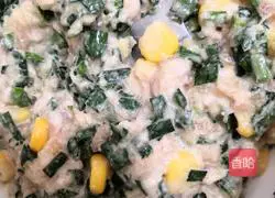 Illustration of how to make leek and corn patties 1