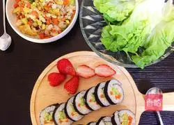 Illustration of how to make colorful sushi rolls 6
