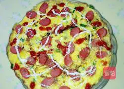 Illustration of how to make ham and egg pancakes 7