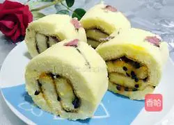 Illustration of how to make jam cherry blossom cake roll 15
