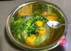 Illustration of how to make green onion and egg pancakes 2