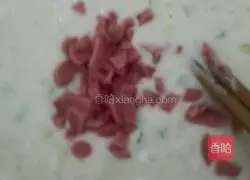 Illustration of how to make scallion ham cake 2