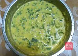 Illustration of how to make garlic sprouts, eggs and cornmeal pancakes 2