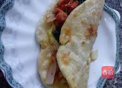 Illustration of home-style egg-filled pancakes and meat rolls 15