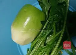 Green radish, spinach and egg pancakes Illustration of how to do it 1