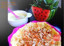 Illustration of how to make beef floss and vegetable pancakes 11