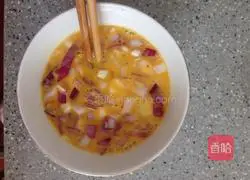 Illustration of how to make onion rice noodle egg cake 2