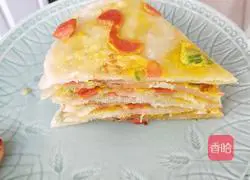 Illustration of how to make ham and egg pancakes 8