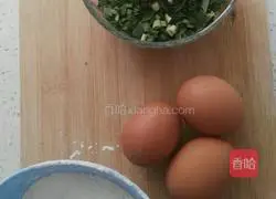 Illustration of how to make chive egg pancake 1