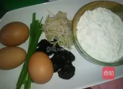 Illustration of how to make mung bean sprout pancakes 1