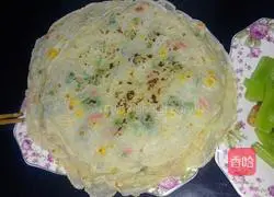 Peas and corn Illustration of how to make ham and sausage pancakes 3