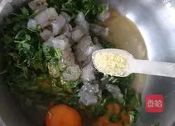 Illustration of how to make farm egg, shepherd's purse and shrimp cake 5