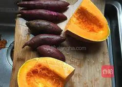 Pumpkin and Purple Sweet Potato Cake Recipe Illustration 1