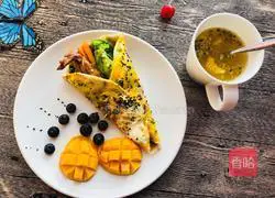 Illustration of how to make pancakes and fruits 1