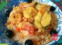 Illustration of how to make cheese baked rice with electric pan 6