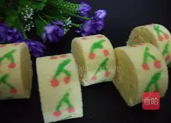 Hand-painted cherry cake roll recipe 16