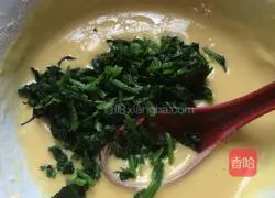 Illustration of how to make spinach egg pancake 5