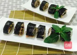 Illustration of how to make multigrain eel sushi 10