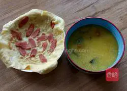 Illustration of how to make egg sausage cake 1