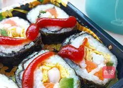 Illustration of how to make shrimp sushi 14