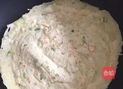 Illustration of how to make green onion and egg batter cake 5