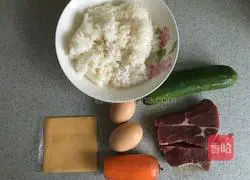 Illustration of how to make hamburger sushi 1