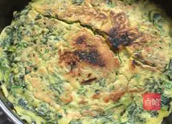Illustration of how to make spinach egg pancake 8