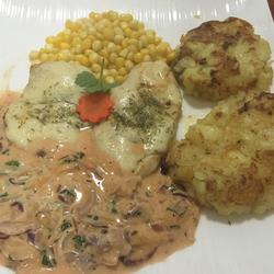 Grilled Parmigiano-Reggiano Chicken Steak with Potato Pancakes