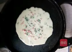 Illustration of how to make egg, spinach and ham cake 6