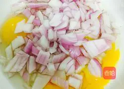 Illustration of how to make onion and egg pancakes 1