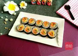 Illustration of how to make spicy cabbage sushi 13
