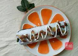 cured meat Illustration of how to make cheese sushi 5