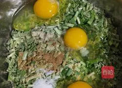 Illustration of how to make leek, corn and egg pancakes 2