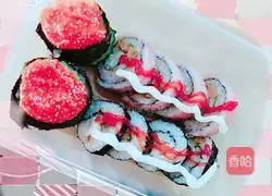 Super simple three-piece sushi Illustration of how to make a roll 4